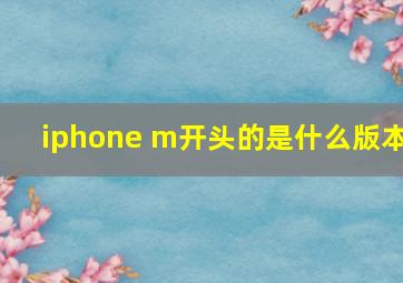 iphone m开头的是什么版本